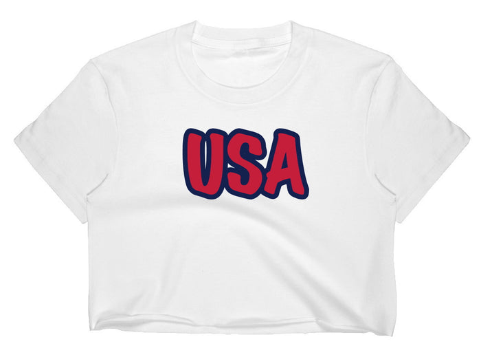 USA Raw Hem Cropped Tee