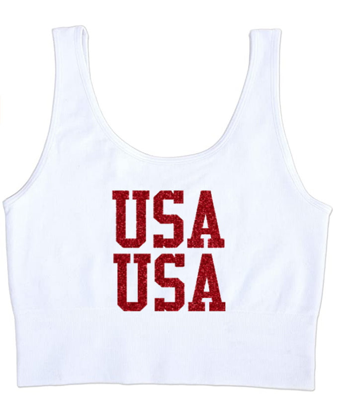 USA USA Glitter Seamless Tank Crop Top