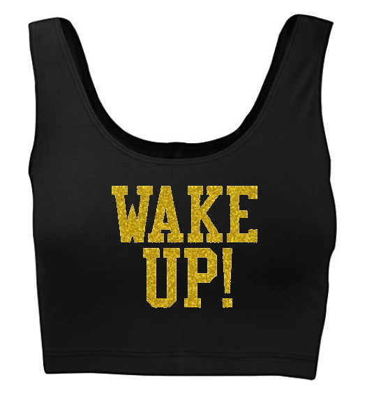 Wake Up! Glitter Tank Crop Top (Available in Two Colors)