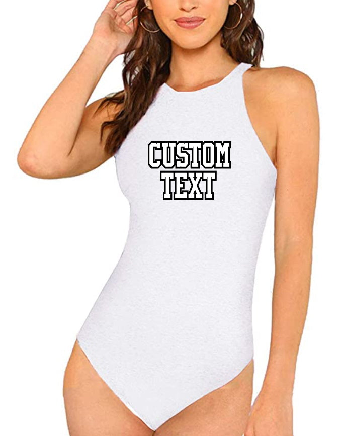 Custom Double Color Text Alex White Sleeveless Bodysuit