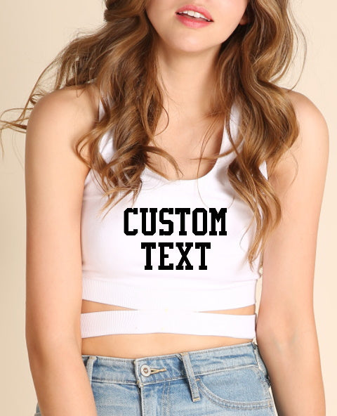 Custom Single Color Text Jacquie Seamless Racerback Side Cut Out Crop Top