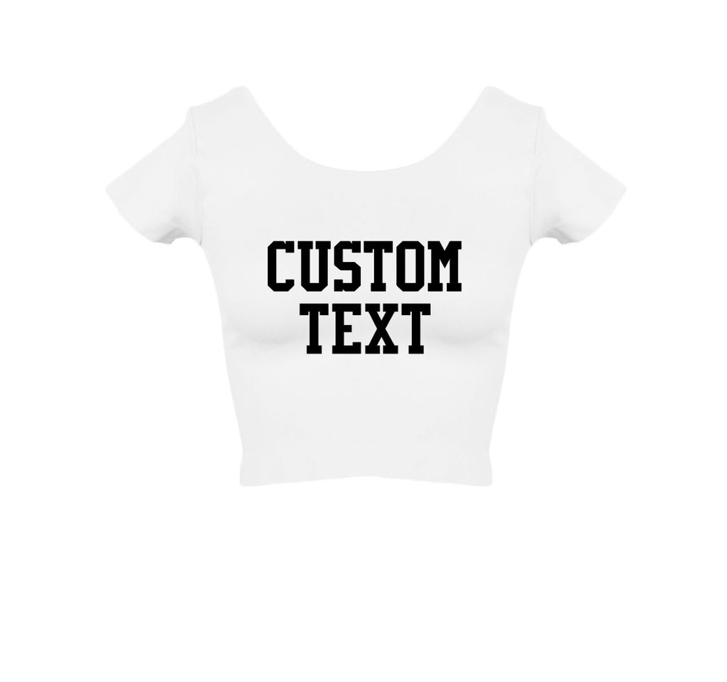 Custom Single Color Text Marci Seamless Short Sleeve Crop Top (Available in 2 Colors)