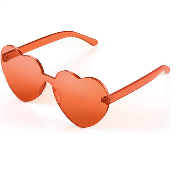 Wine Red Heart Shaped Sunglasses