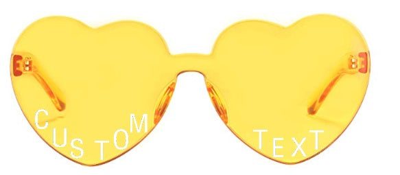 Custom Text Yellow Heart Sunglasses