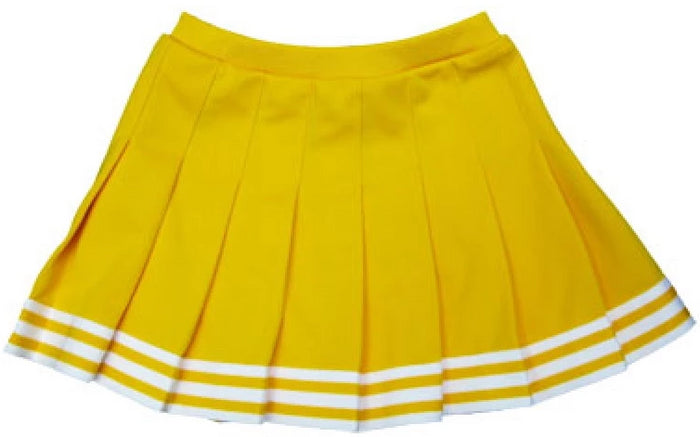 Bright Gold & White Pleated Cheer Skirt