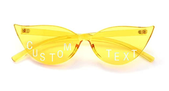 Custom Text Yellow Cat Eye Sunglasses