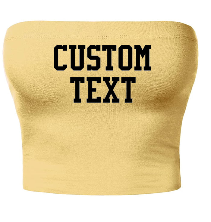 Custom Single Color Text Yellow Cotton Tube Top